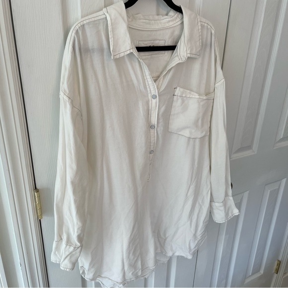 Free People We The Free Smock Oxford Shirt Tunic Dress - Picture 9 of 13